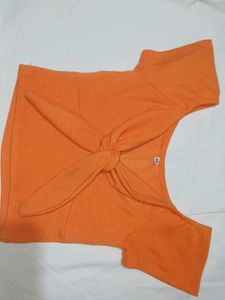 Orange Tie-Front Top