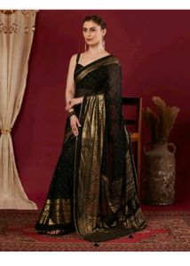 Elegant Black & Gold Saree