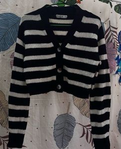 Striped Button-Up Cardigan