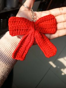 Aesthetic crochet Red Bow Keychain