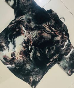 Abstract Print Button-Up Shirt
