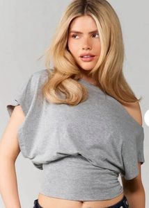 Comfy Grey Off Shoulder Sleeve Top