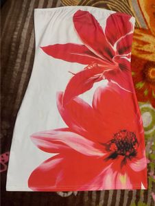 New Me Stunning Floral Print Strapless Dress