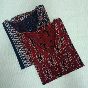 Ajrakh Print Dyed Cotton Tops (Combo of 2)