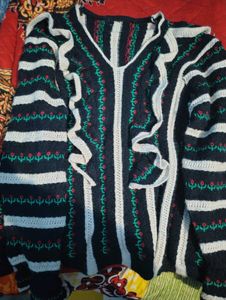 Floral Striped Knit Sweater
