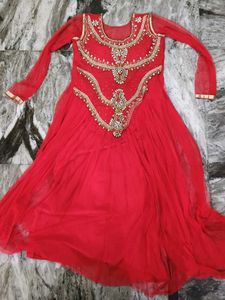 Stunning Red Embellished Anarkali Gown
