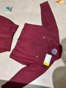 Bramd new Maroon Denim Jacket and Skirt