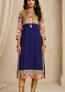 Stylish purple & Floral Print Kurti Set