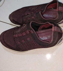 Burgundy Casual Knit Sneakers