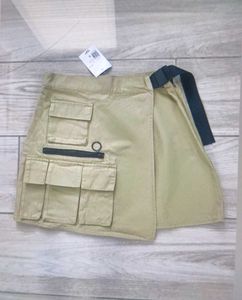 Cargo Denim Skirt with Camo Panel     korean skir
