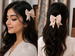 Elegant Pearl Bow Hair Clip