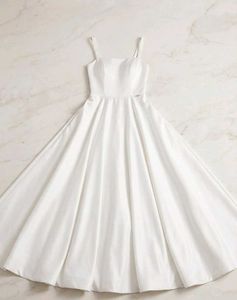 satin off white gown for party wear