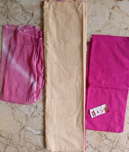 Unstitched Pink Striped Kurta Set dress material