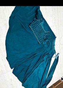 Teal stitched lehenga