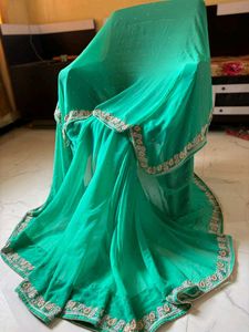 Elegant Teal Embellished Saree