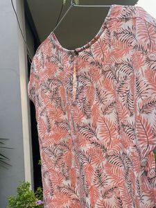 Chic Leaf Print Casual Top