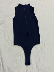 Sleeveless Mock Neck Ribbed Bodysuit