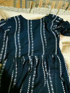 Elegant Teal Striped Anarkali Suit