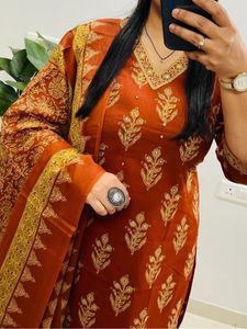Beautiful Rust Kurta Set with Dupatta