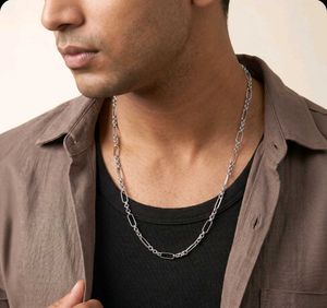 silver elio paperclip chain for men