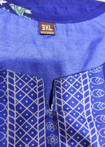 Royal Blue Floral Print Blouse 3XL