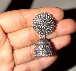 Everstylish Oxidized Silver Jhumka Earrings