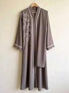 Embroidered Abaya with Scarf