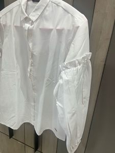 White Statement Sleeve Blouse