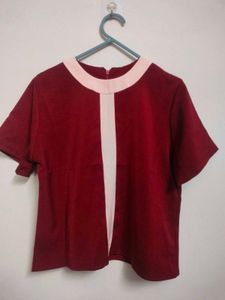 Burgundy Top with Color Block Details