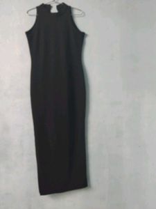 Elegant Black High Neck Maxi Dress