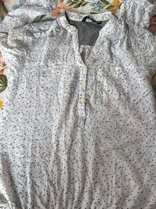 White Polka Dot Button-Up Top