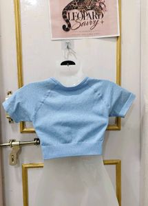Baby Blue Cropped Workout Top