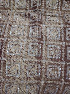 Embroidered Golden brown sari