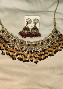 Elegant Kundan Necklace &amp; Earrings Set