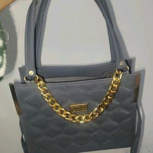 Gray Quilted Chain Bag