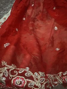 Red Embroidered Silk Blend Suit