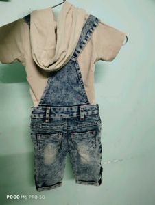 Cute Denim Overalls &amp; T-Shirt Set