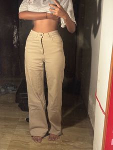 khaki high waist wide leg jeans