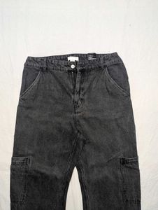 H&amp;M Black Cargo Denim Jeans
