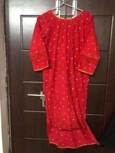 Red Embroidered Kurti