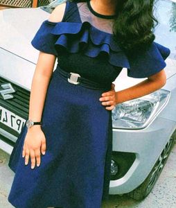 Blue Ruffle Party Dress