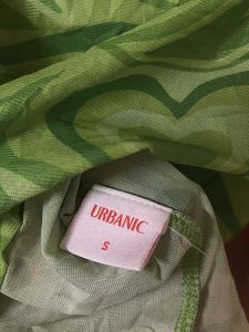 Green Y2K Pattern Sleeveless Mesh Top