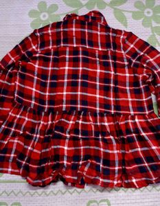 Stylish Red Plaid Peplum women Shirt