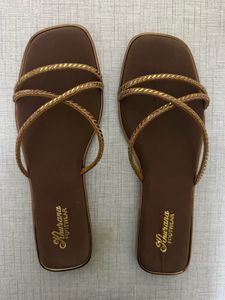Brand New Elegant Embellished Brown Flat Sandals