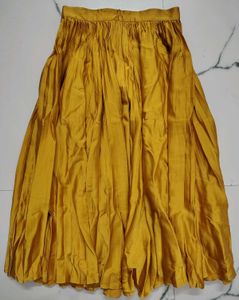 Mustard Yellow Pleated Midi Skirt