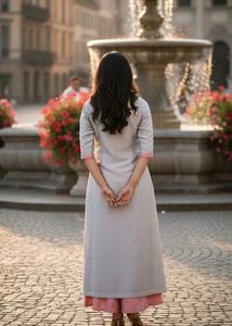 Elegant Pink &amp; Gray Anarkali Suit