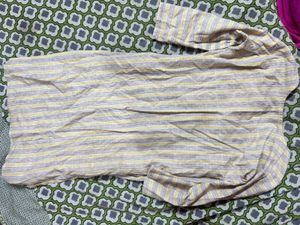 Yellow &amp; Grey Striped Casual Tunic Kurti