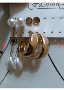 Pair Of 3 Earrings Hanging N Stud
