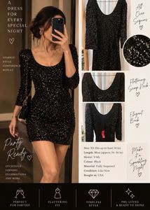 Sparkly Black Long Sleeve Dress with Tag