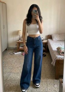 New Wide Leg Blue Jeans